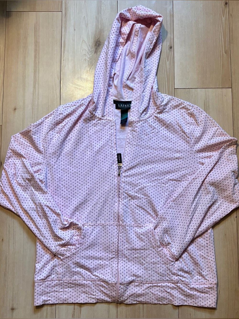 Lauren Ralph Lauren Light Pink Polka Dot Zip Hoodie